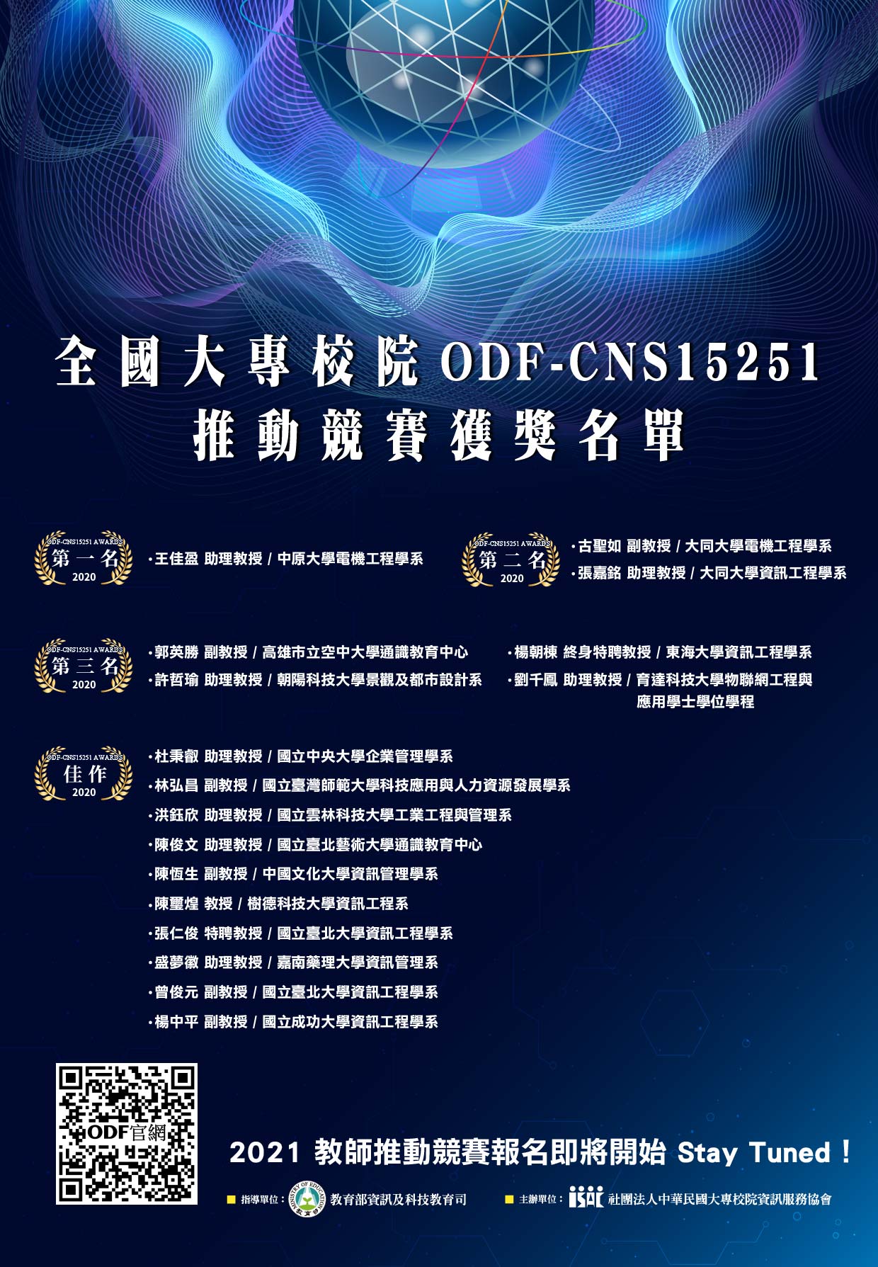 【新聞稿】全台四十所大專院校響應  第二屆大專校院推動ODF競賽名單揭曉